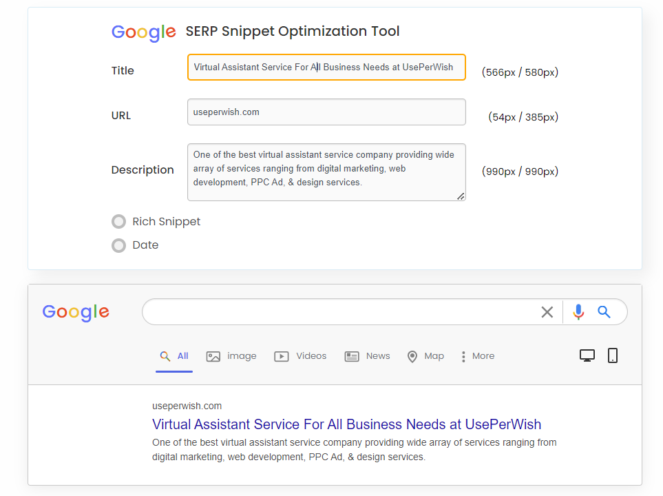 serpsim seo tool for website optimisation